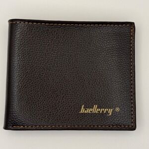 Baellerry Men's Dark Brown Faux Leather Bifold Wallet Organizer Pockets‎